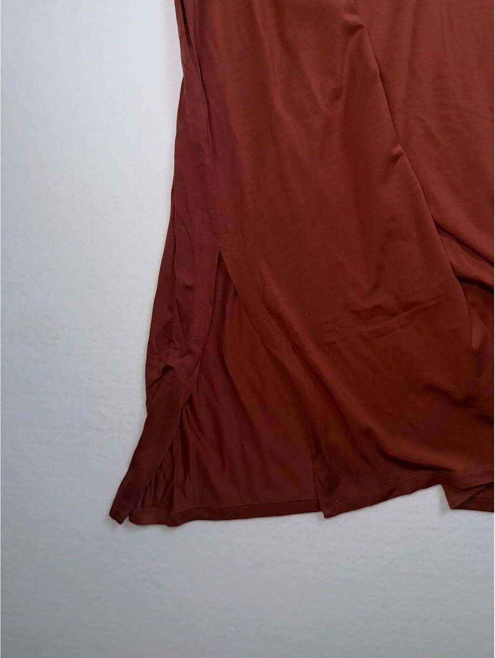 NWOT Eileen Fisher TENCEL Lyocell Tee Rust Brown Short Sleeve Crew Neck Top M - Picture 8 of 8